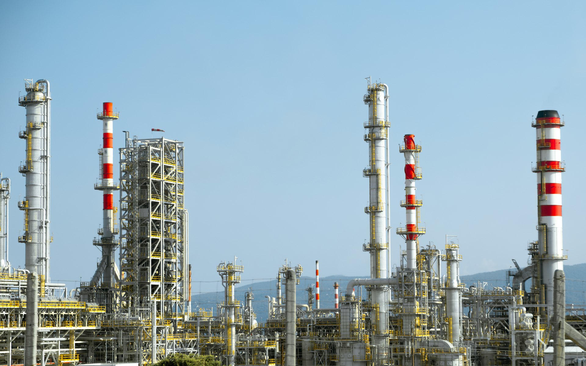Industrial pipework at a processing facility